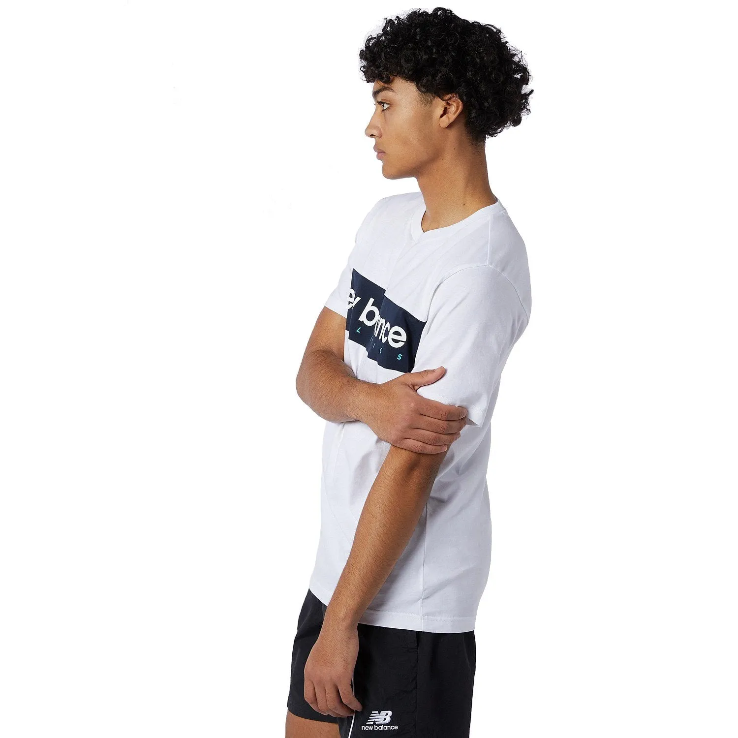 New Balance Men Athletics Linear Tee White MT11548-WHT