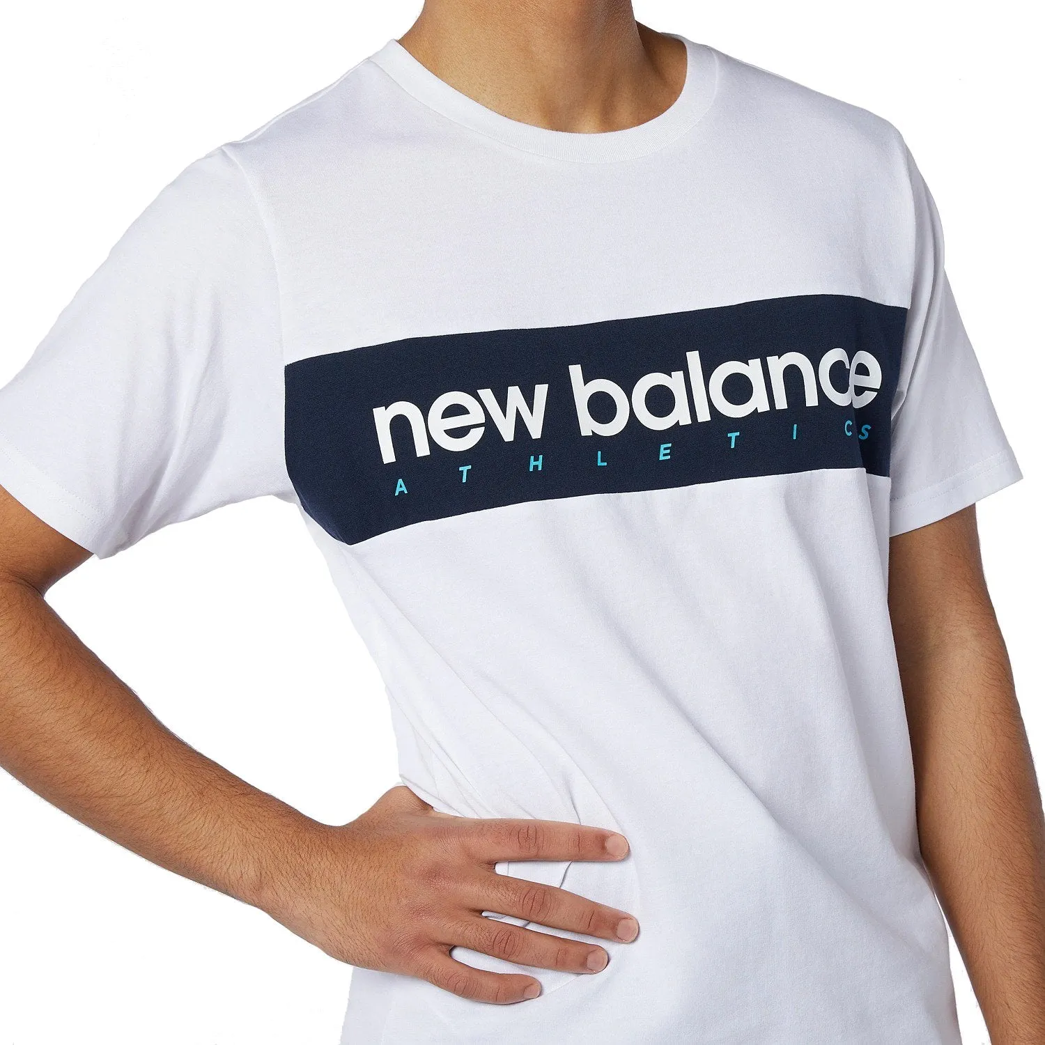 New Balance Men Athletics Linear Tee White MT11548-WHT