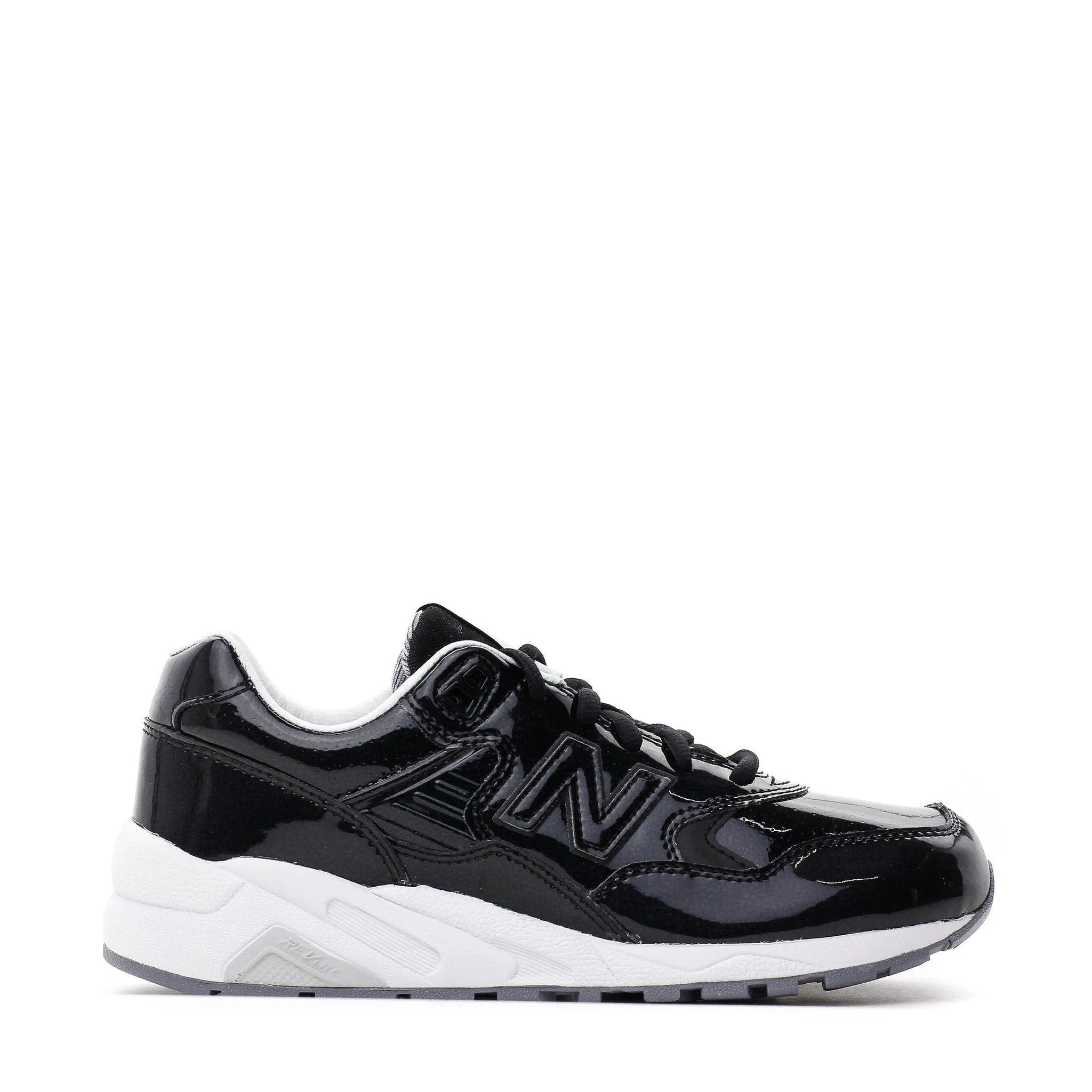 NEW BALANCE REVLITE WOMEN PATENT LEATHER BLACK SILVER WRT580MT