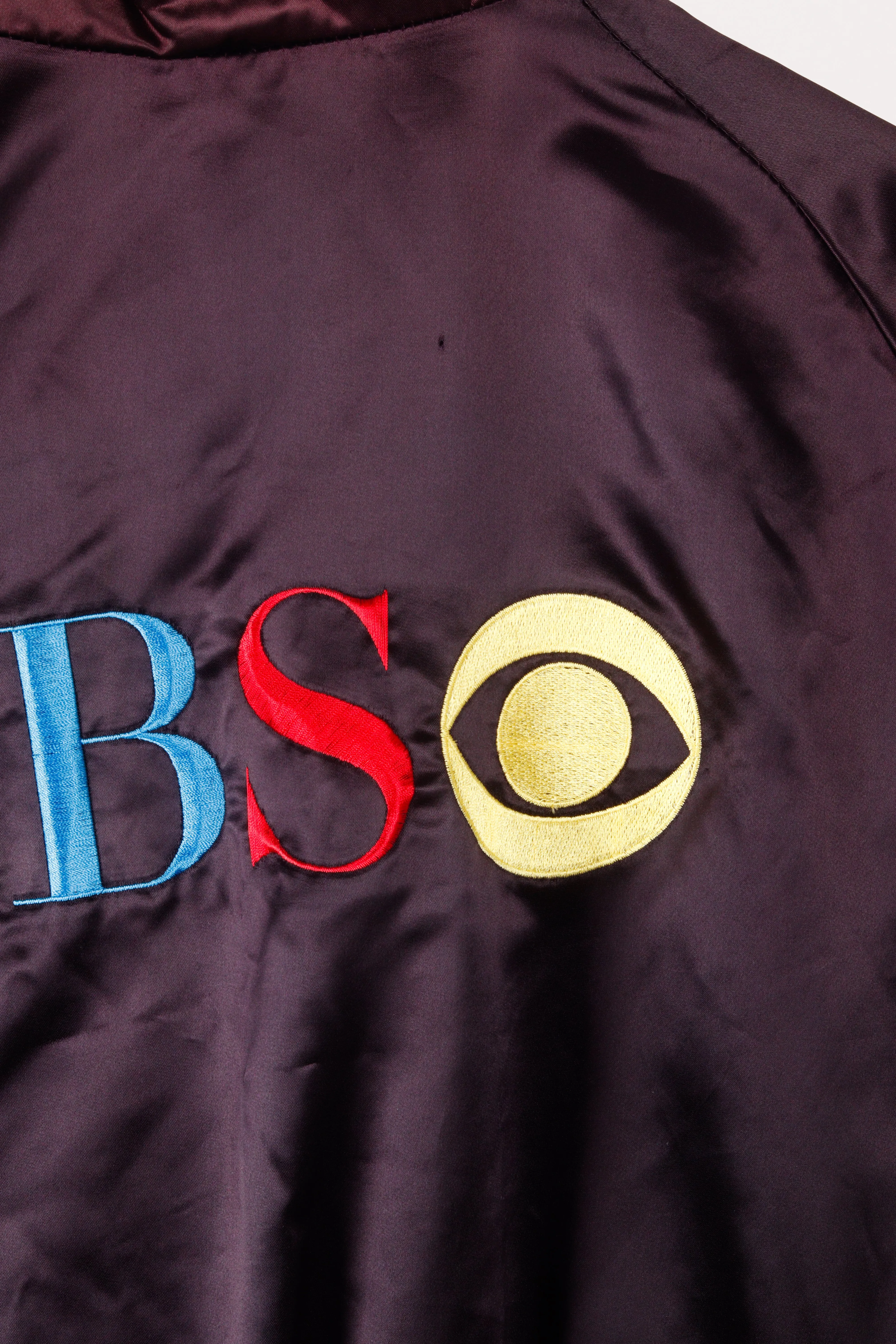 Vintage 70's CBS Television 'Logo' Promo Satin Jacket Black