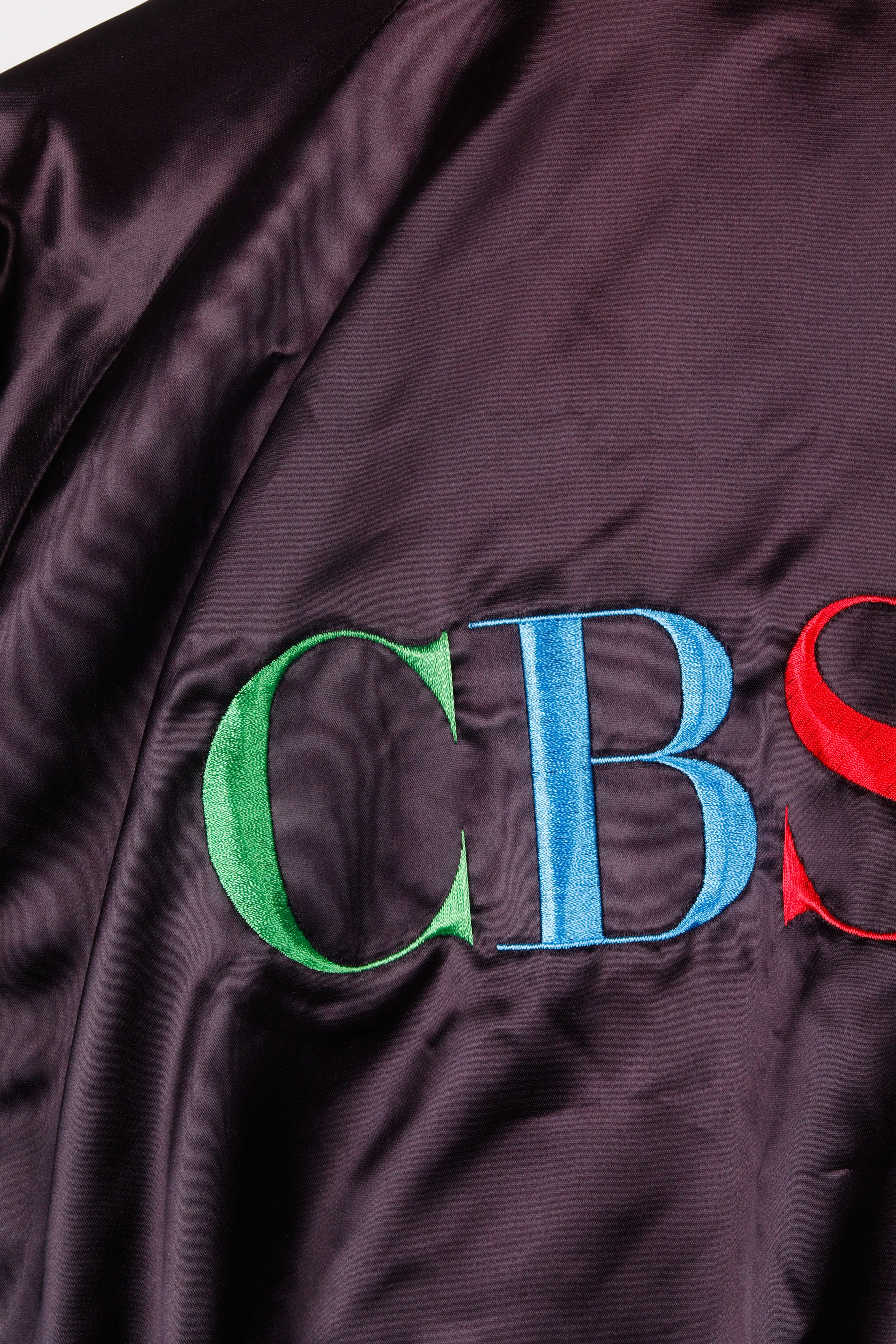 Vintage 70's CBS Television 'Logo' Promo Satin Jacket Black